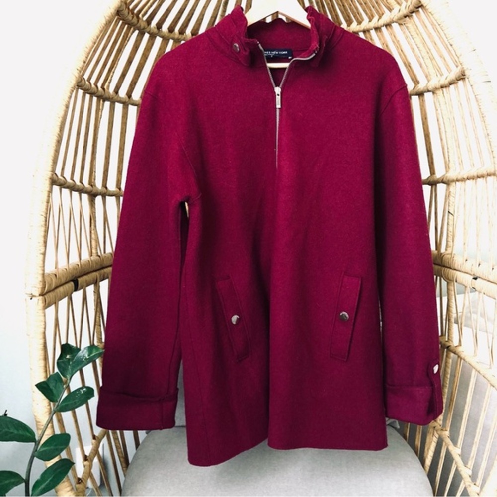 Jones New York US M Wool Jacket | Deep Burgundy Wine | Effortless Quiet Luxury